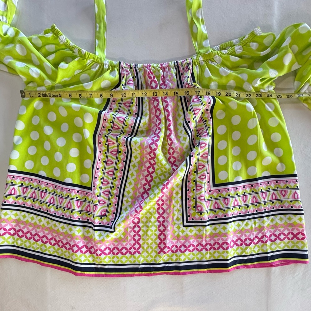 NWT Off-Shoulder Lime Pink Seaside Polka Dot Top (3X) - Picture 7 of 14
